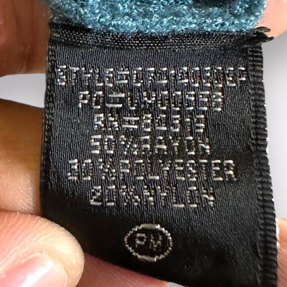 Cyrus | Petite Medium Buttery Soft Blue Teal‎ Knit Pullover Sweater 1/4 Zip Warm - Picture 8 of 9